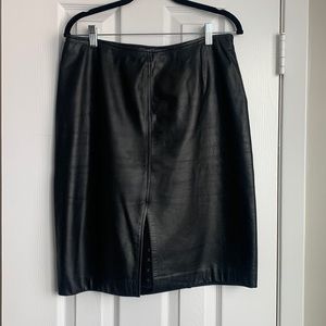 Nine West Black Leather Skirt with Lace Detail